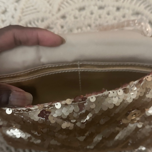 Nicole Miller Gold and Pink Sequin Clutch - Picture 8 of 10